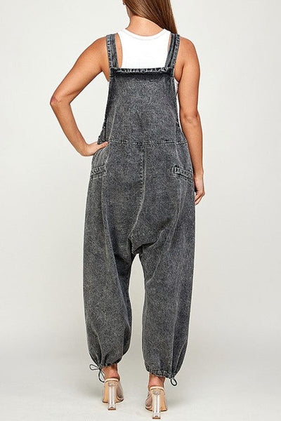 Pocket Detail Drawstring Harem Overall