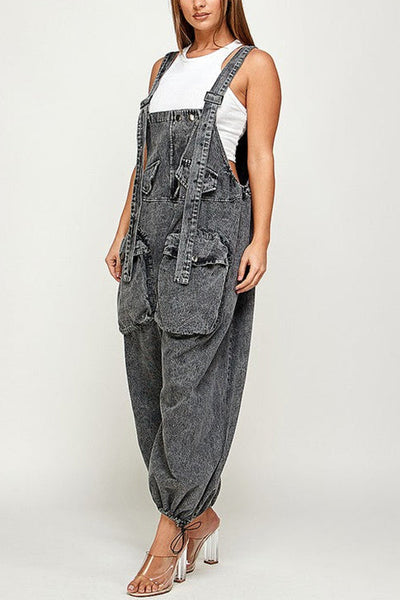 Pocket Detail Drawstring Harem Overall
