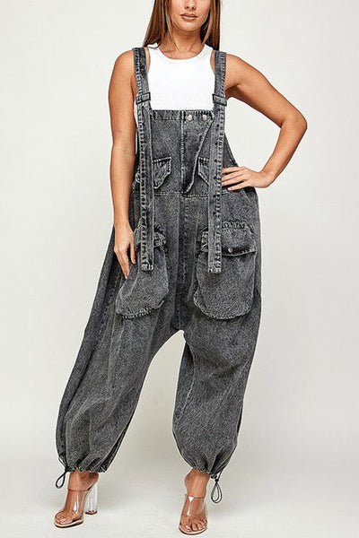 Pocket Detail Drawstring Harem Overall