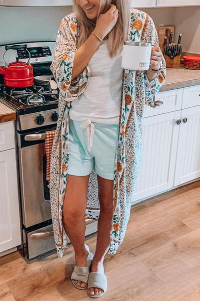 Floral Print Loose Summer Kimono