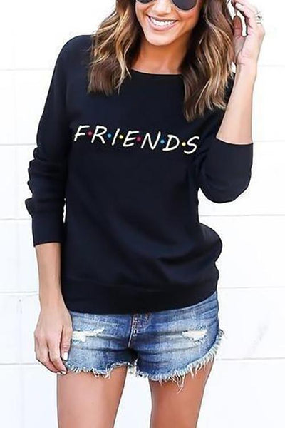 Letter Print Long Sleeve Hoodie - girlyrose.com