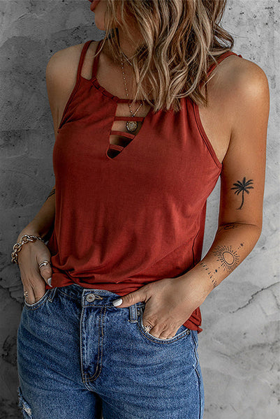 Hollow Criss Cross Tank Top