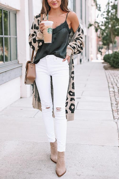 Open Front Leopard Cardigan - girlyrose.com