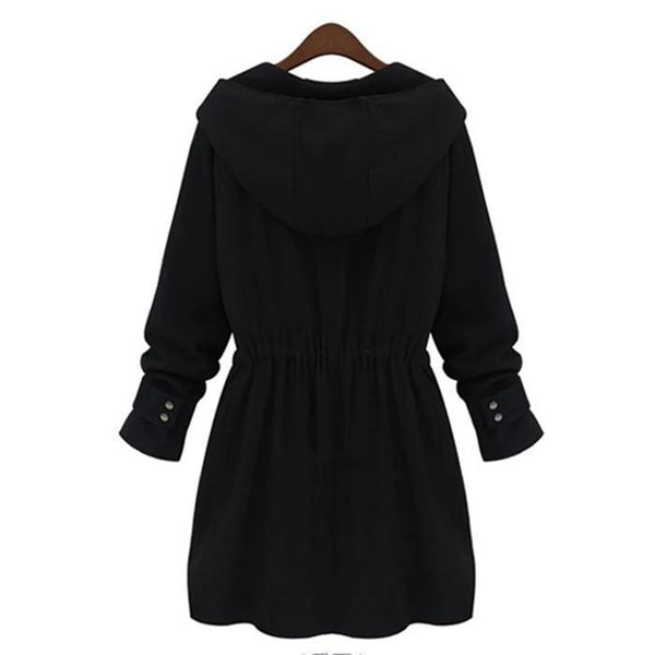 Slim Waist Hooded Coat Casual Outwear-Corachic