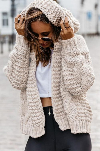Knit Loose Hoodie Cardigan