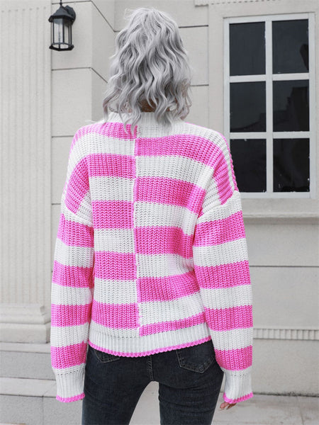 Long Sleeve Design for Women Stripe Knit Sweater-Corachic