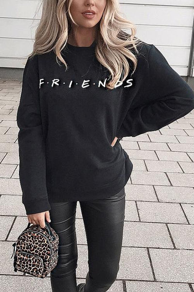 Letter Print Long Sleeve Hoodie - girlyrose.com