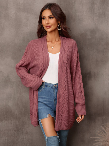 Loose Solid Color Irregular Knitted Sweater Coat-Corachic