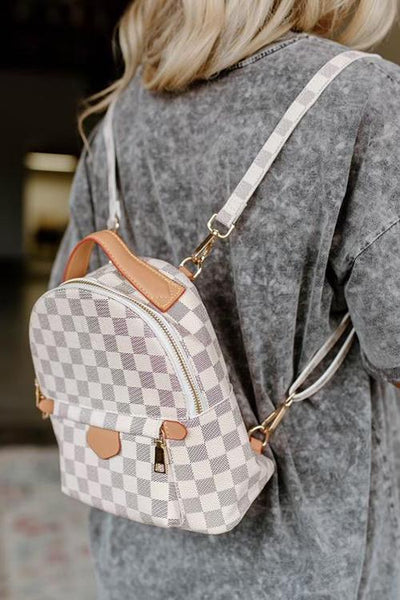 Luxe Checkered Mini Backpack