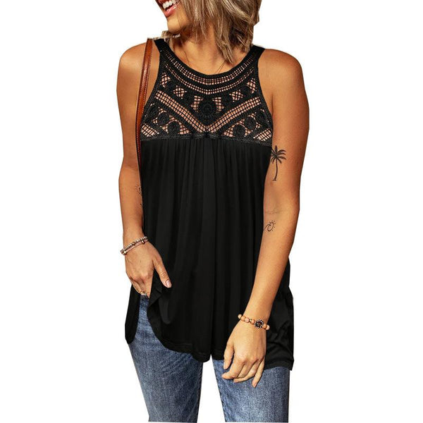 Sleeveless lace hollow vest