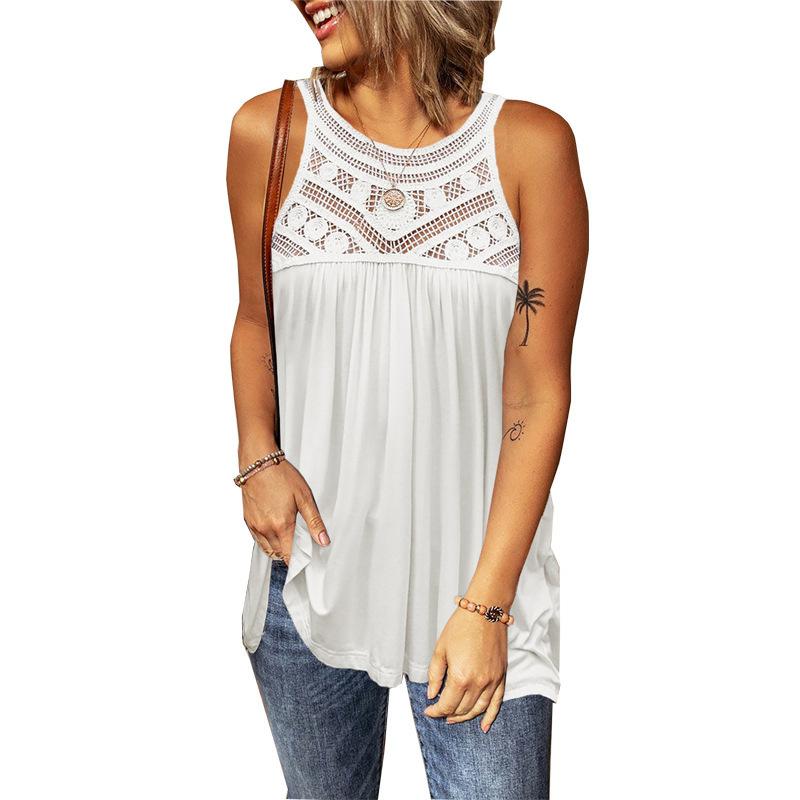 Sleeveless lace hollow vest