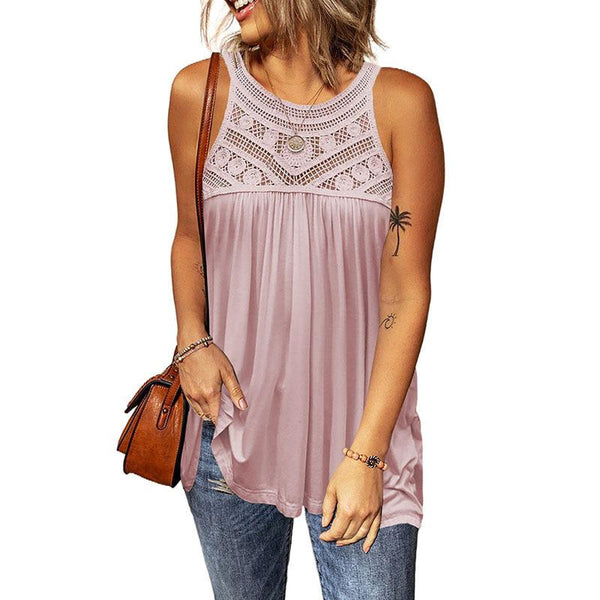 Sleeveless lace hollow vest