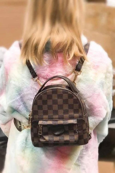 Luxe Checkered Mini Backpack