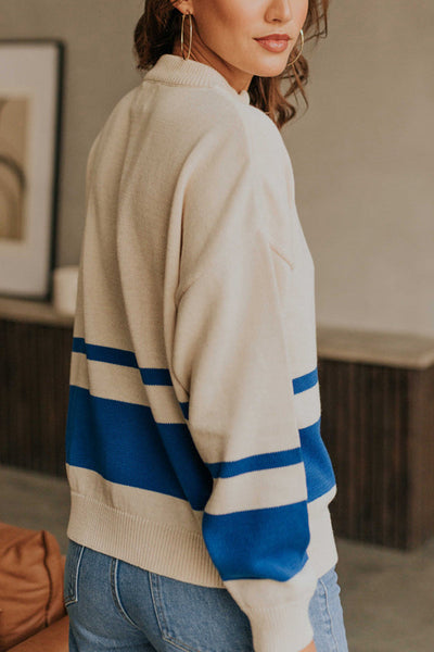 Oversized Stripe Half Zip Sweater