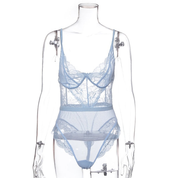Colors Mesh Sheer Lace Bodysuit - girlyrose.com