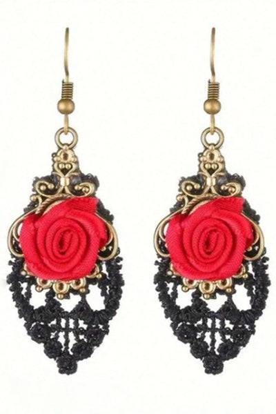 Dark-style Rose Earrings