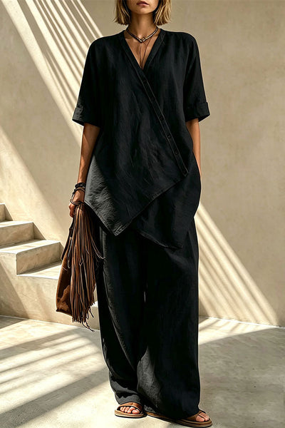Tulum Asymmetric Linen Two-Piece Set