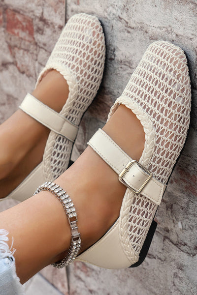 Stylish Mesh Square Toe Flat Casual Shoes
