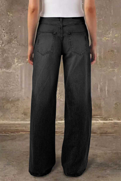 Stylish Casual Pocket Loose Straight Leg Jeans