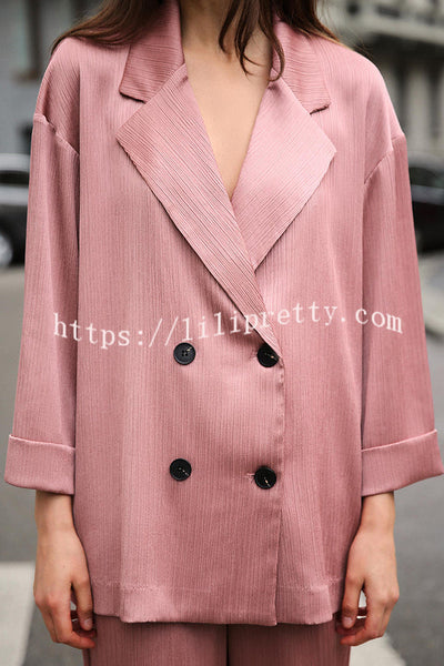 Fashionable Wrinkled Lapel Long-sleeved Loose Blazer