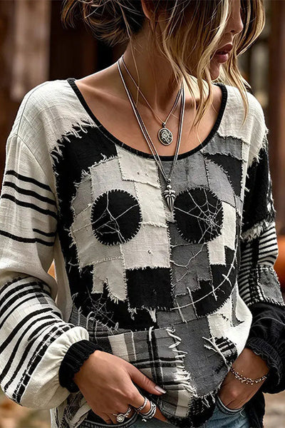 Spooky Season Velvet Long Sleeve Halloween Shirt with Buttons