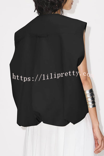 Fashion Zipper Sleeveless Pocket Loose Vest Jacket