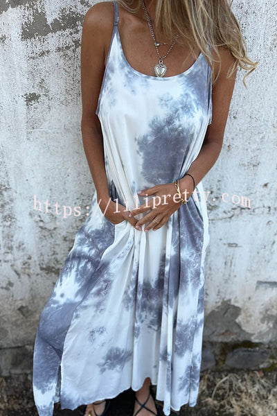 Zebra Print Suspender Pocket Loose Backless Maxi Dress