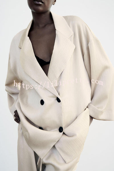 Fashionable Wrinkled Lapel Long-sleeved Loose Blazer