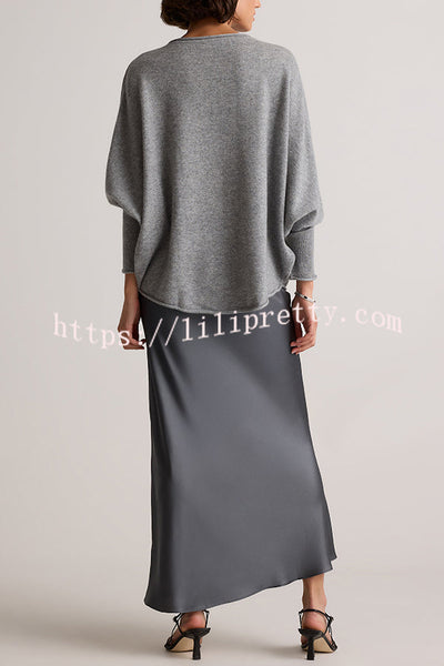 Soft and Warm Cashmere Knit Batwing Sleeve Relaxed Sweater