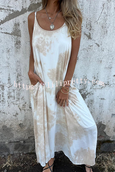 Zebra Print Suspender Pocket Loose Backless Maxi Dress