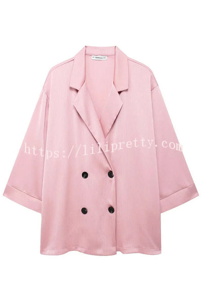 Fashionable Wrinkled Lapel Long-sleeved Loose Blazer