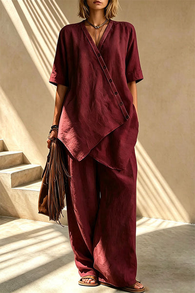 Tulum Asymmetric Linen Two-Piece Set