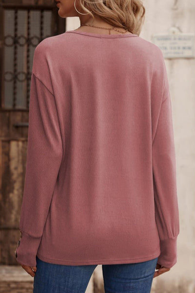 Sexy Simplicity Solid Buttons V Neck Tops