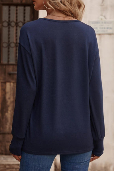Sexy Simplicity Solid Buttons V Neck Tops