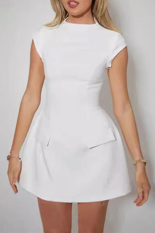 Celebrities Elegant Solid Patchwork Half A Turtleneck Waist Skirt Dresses