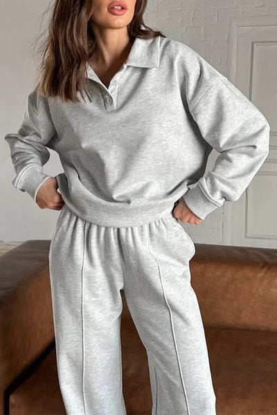 Casual Street Pocket Buttons Turndown Collar Long Sleeve Two Pieces