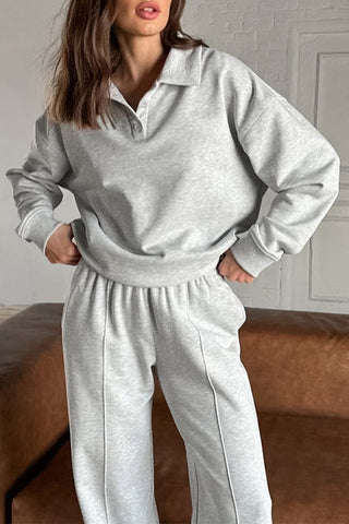 Casual Street Pocket Buttons Turndown Collar Long Sleeve Two Pieces