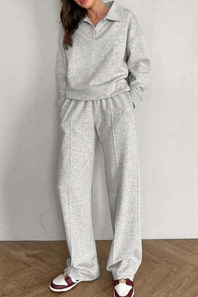 Casual Street Pocket Buttons Turndown Collar Long Sleeve Two Pieces