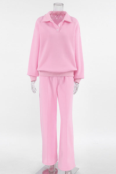 Casual Street Pocket Buttons Turndown Collar Long Sleeve Two Pieces