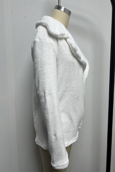 Casual Patchwork Fluffy Turndown Collar Outerwear(7 Colors)