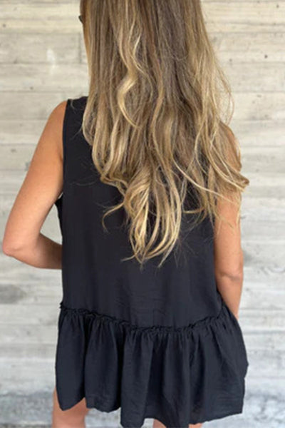 Casual Buttons Pleated Flounce Turndown Collar Tops(3 Colors)