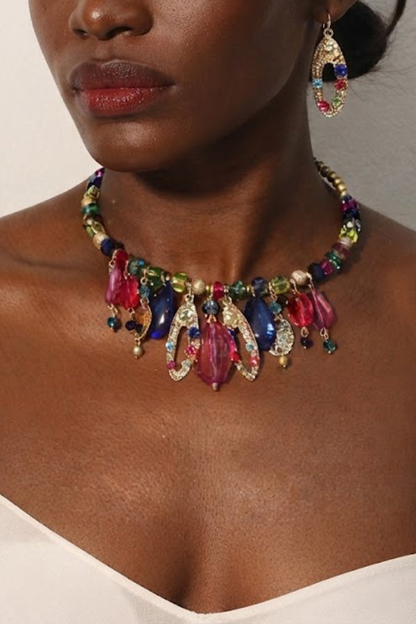 Multicolor Crystal Beaded Necklace