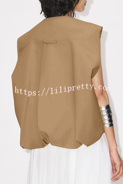 Fashion Zipper Sleeveless Pocket Loose Vest Jacket