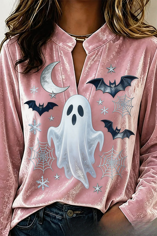 Spooky Season Velvet Long Sleeve Halloween Shirt