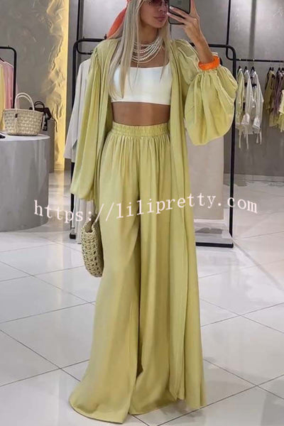Beach Cottage High Rise Elastic Waist Wide Leg Pants