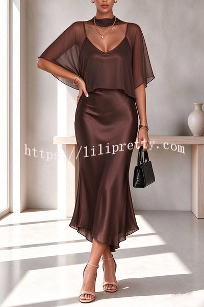 Sophisticated Draped Satin Evening Party Gown