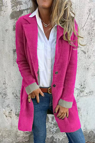 Fashion Lapel Pocket Single-breasted Casual Mid-length Coat