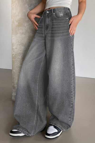 Fashion Ripped Loose Casual Pocket Wide-leg Jeans