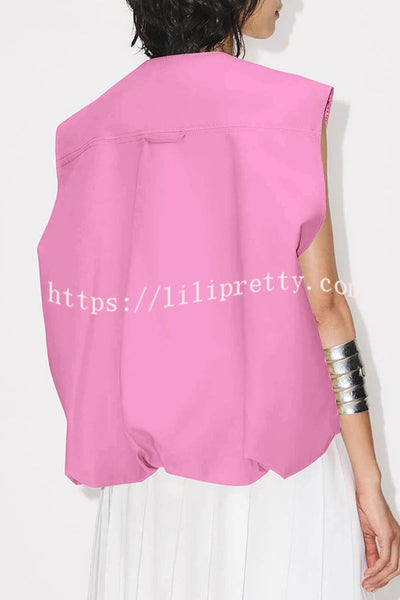 Fashion Zipper Sleeveless Pocket Loose Vest Jacket