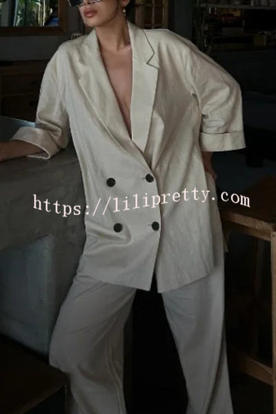 Fashionable Wrinkled Lapel Long-sleeved Loose Blazer